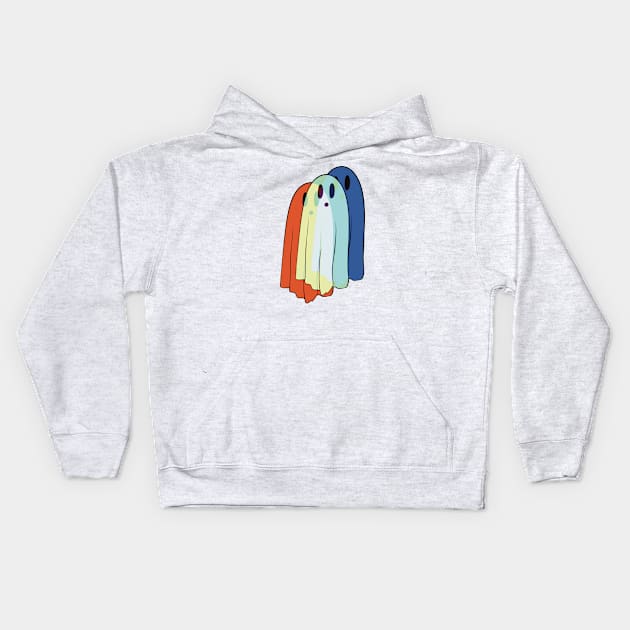 Ghosts Trippy And Retro Kids Hoodie by SkullFern